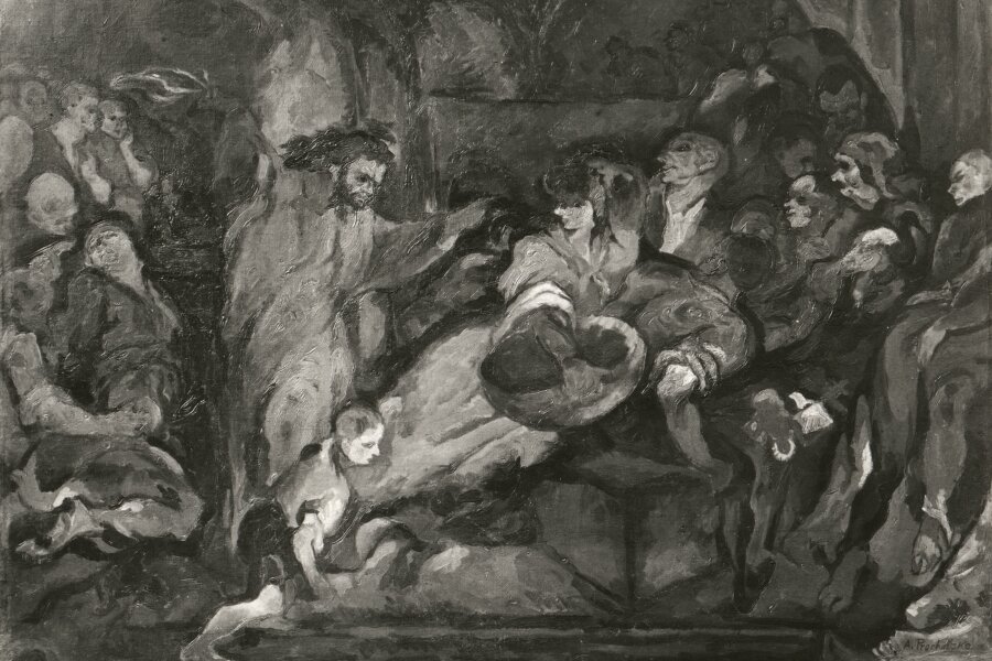 A. Procházka, Vyhnání kupců z chrámu 	Autor fotografií: Vladimír Fyman, NG Praha